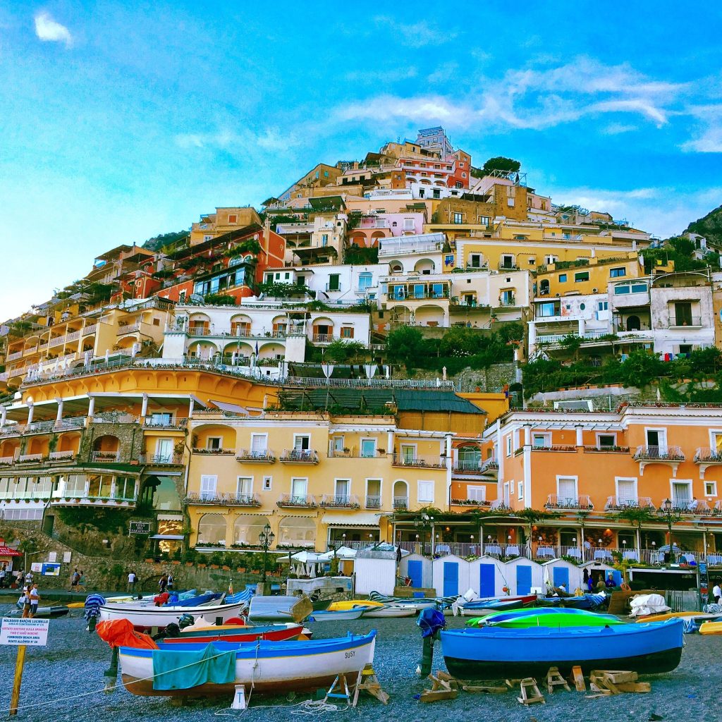 A beautiful shot of lattari mountains regional park castellammare italy with a clear blue sky